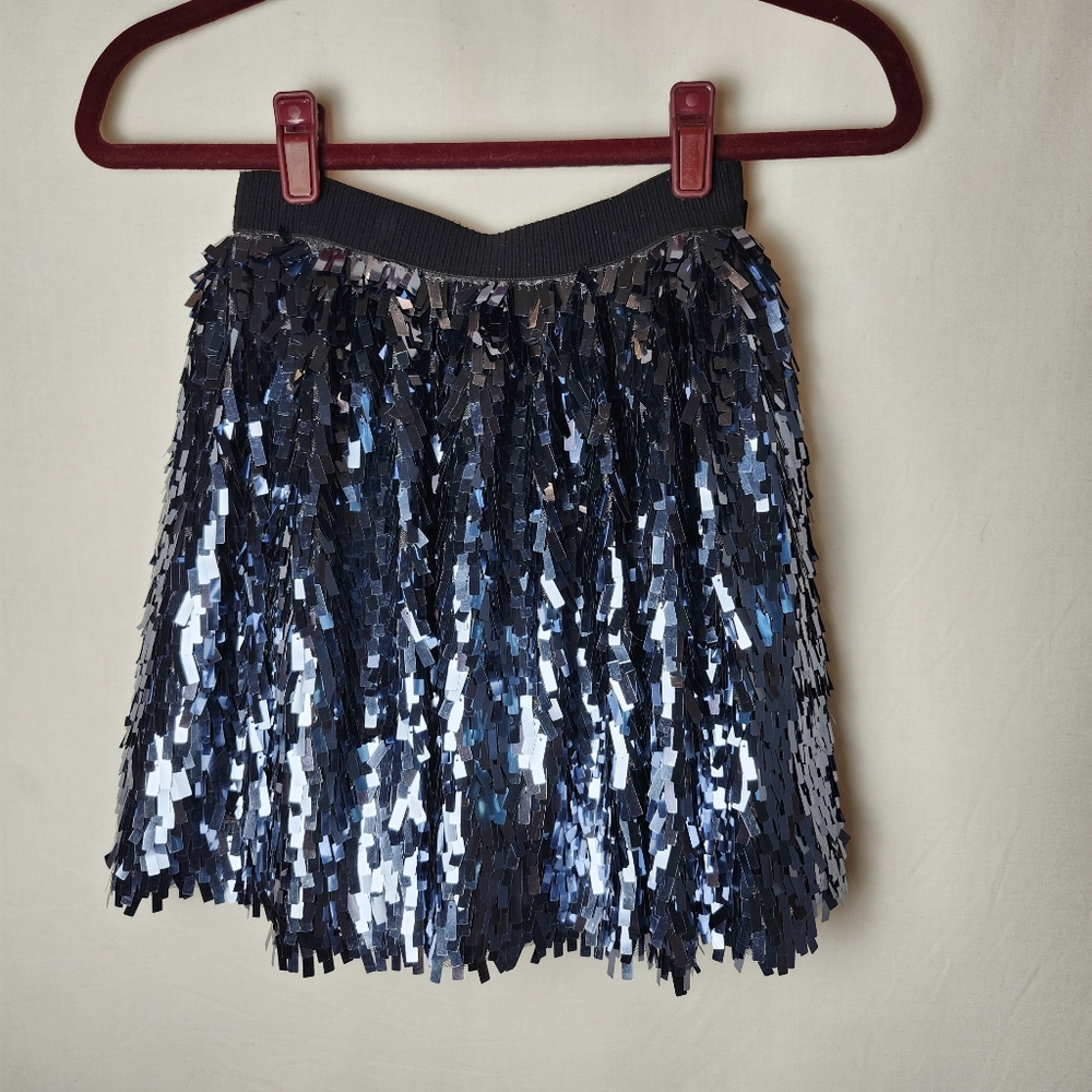 H&M Sequin Blue Mini Skirt